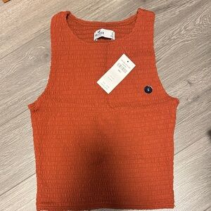Hollister Women's Textured Orange Tank Top